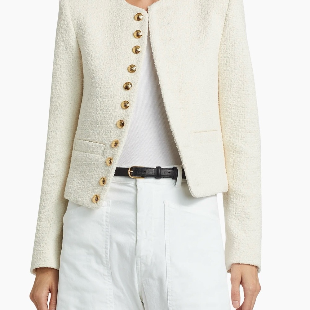Nili Lotan Patti Cream Bouclé Jacket with Gold Buttons NWT